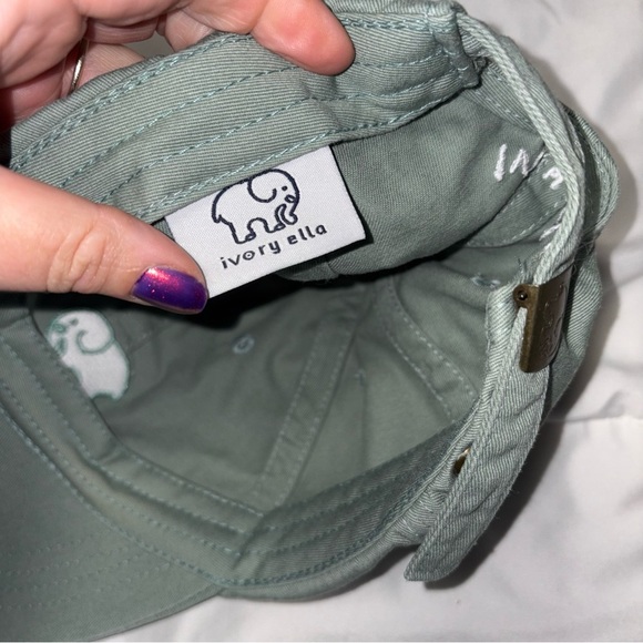 Ivory Ella Sage Green Adjustable Baseball Cap with Elephant Logo - Picture 4 of 4